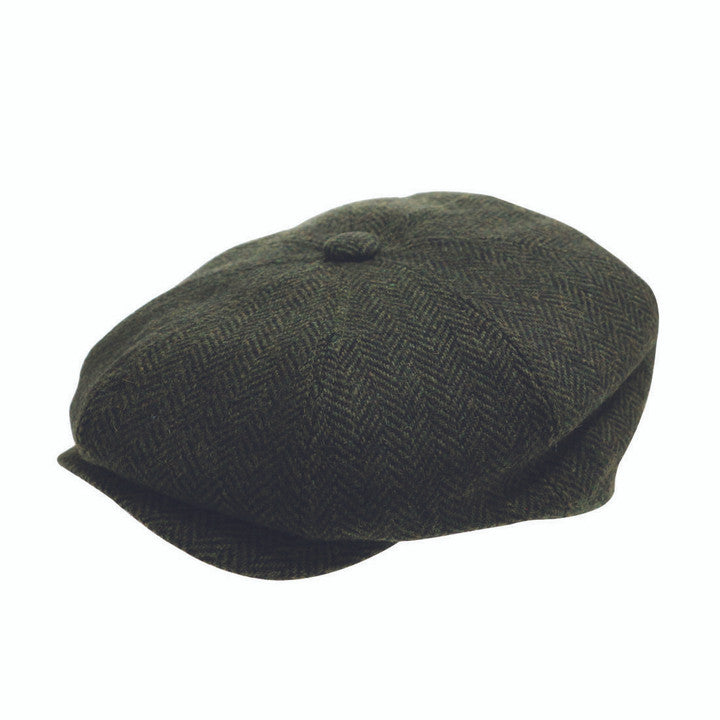 Newsboy Cap - Green Herringbone