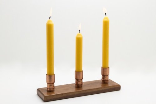 Copper & Walnut Candle Holder