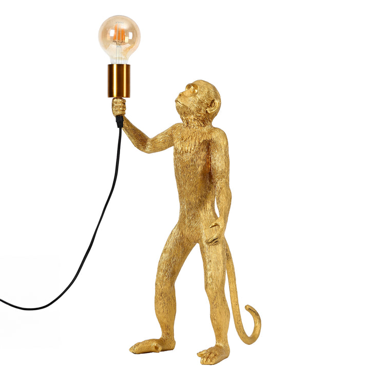 Monkey standing lamp gold 56cm